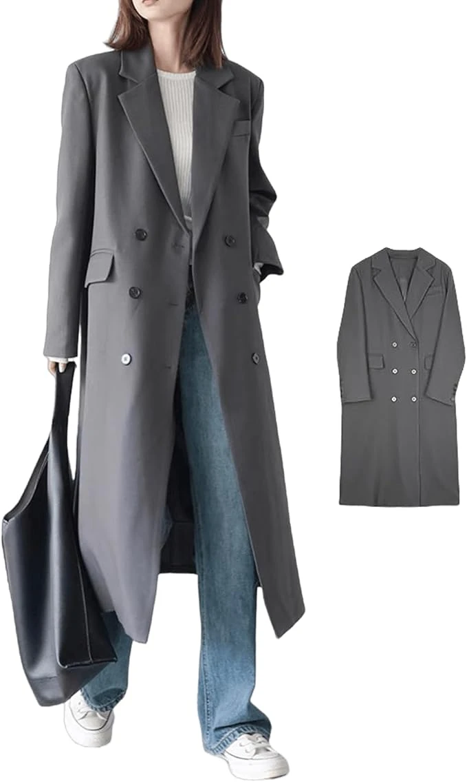 [Gdnelhuonox] Áo khoác dáng dài nữ, áo blazer mỏng nhẹ, ôm dáng, có túi